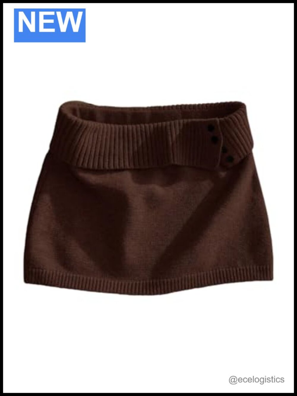 Ribbed Knit Low Rise Button Mini Skirt